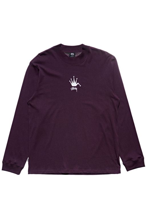 Stussy Mens Crown Long Sleeve T Shirt Dark Purple - OWXNF1652